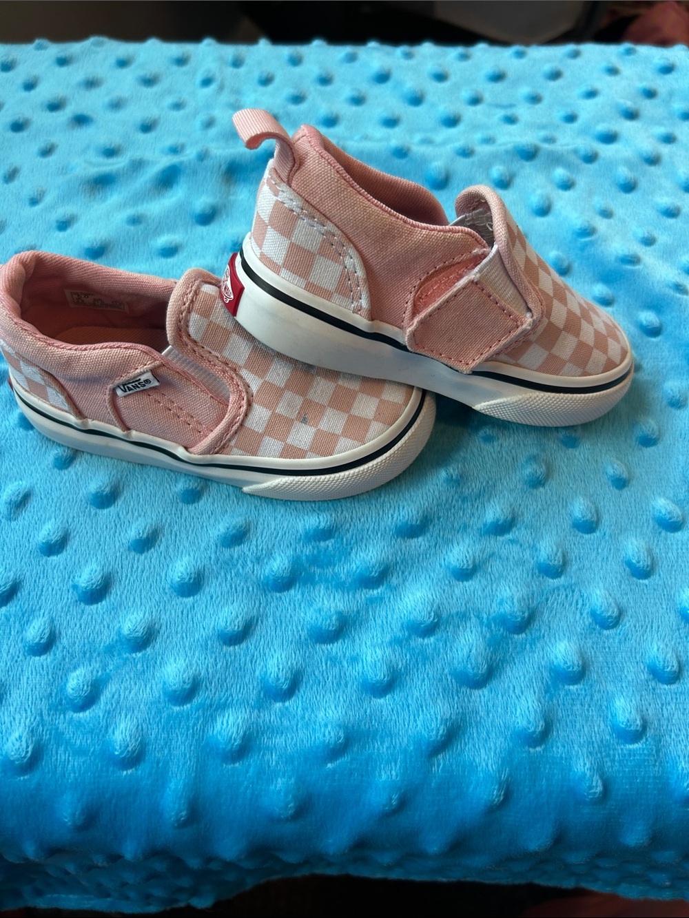 Vans Kids Slip-On Checkerboard Sneakers - Light Pink & White
